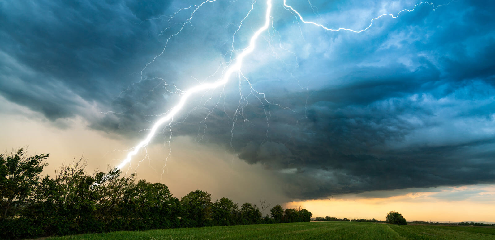 lightning strike near a field