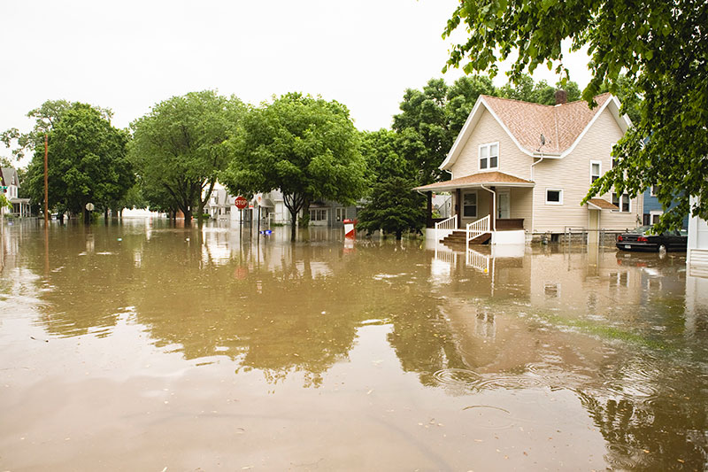 Flooding in a Midwest neighborhood