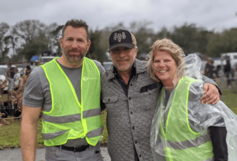 Katie and Gary in the rain