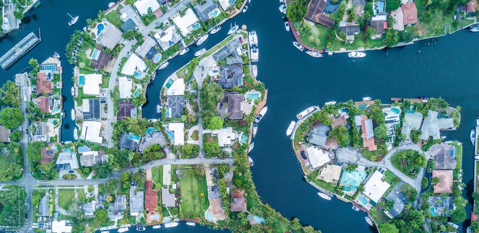aerial view of florida coastal homes