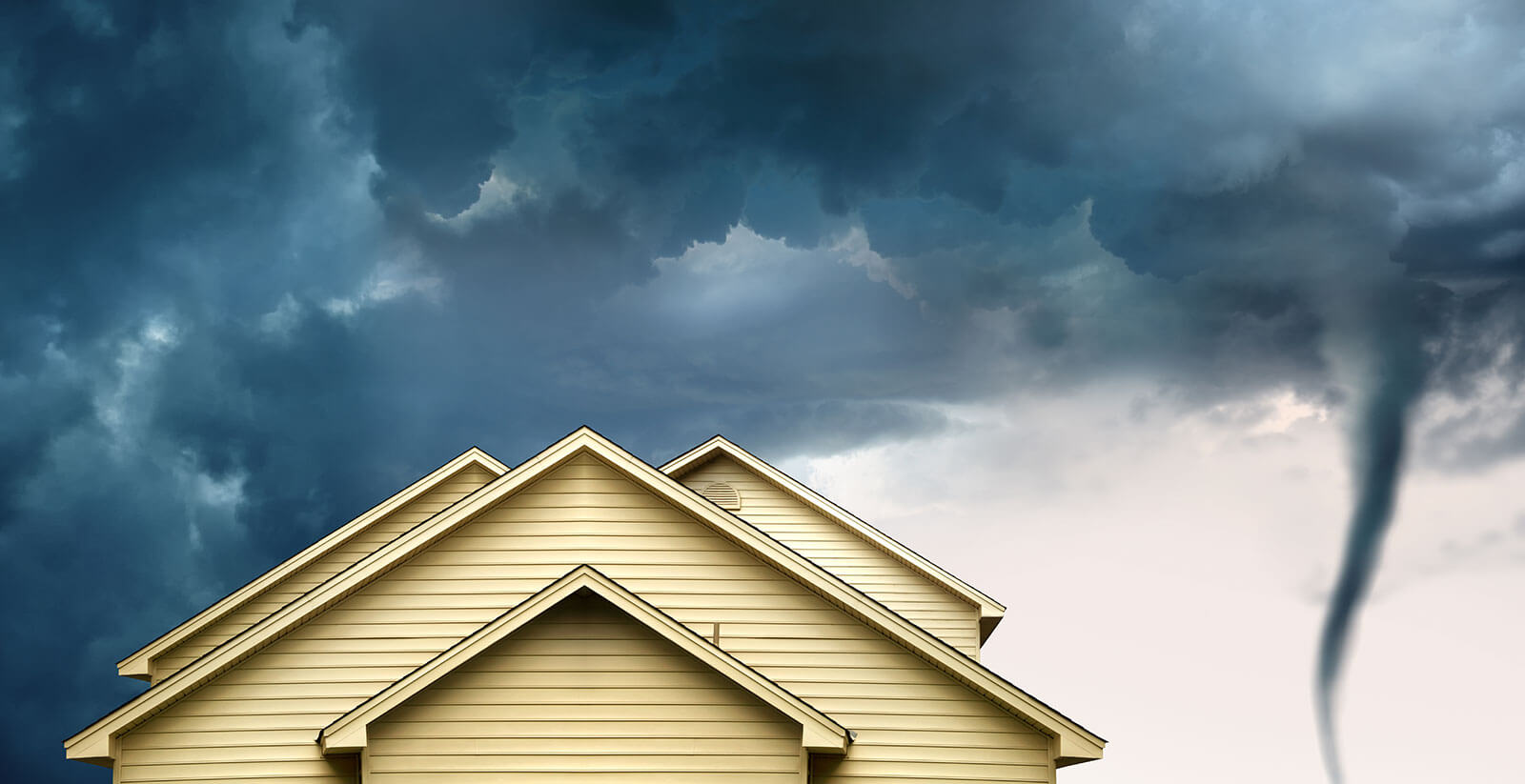 Roof top of a house during a tornado